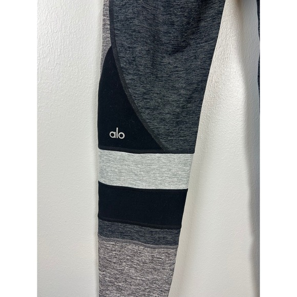 Alo Yoga Alosoft Momentum Leggings Small High Waist Colorblock Gray Black White - Picture 3 of 5